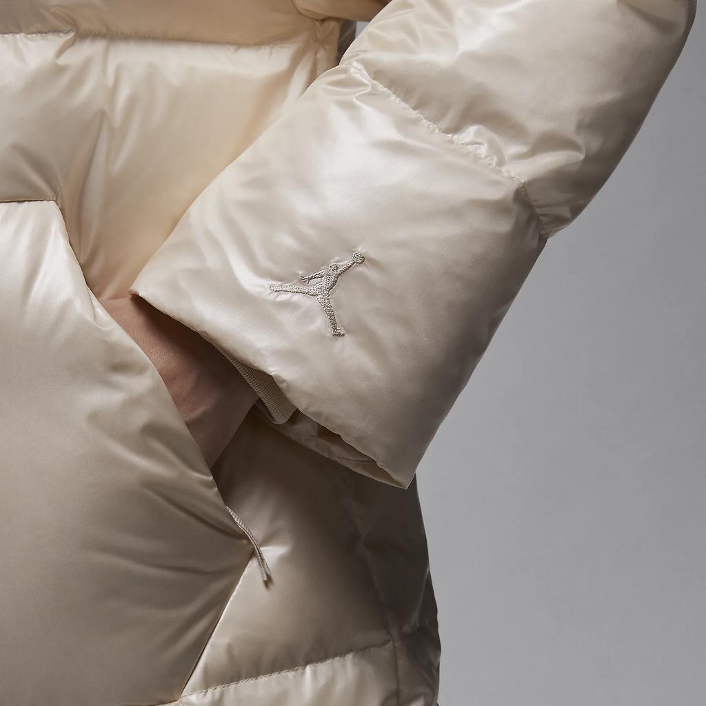 Jordan Minimalist Solid Color Waterproof Fashion Hooded Long Sleeve Down Jacket Women Outerwear Light-Brown FV7144-203