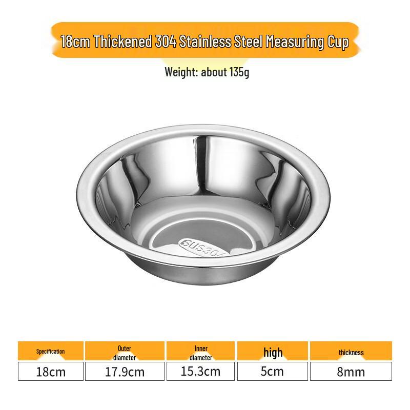 304 Stainless Steel Deep Mixing & Serving Bowls, 18cm (Set of 5)