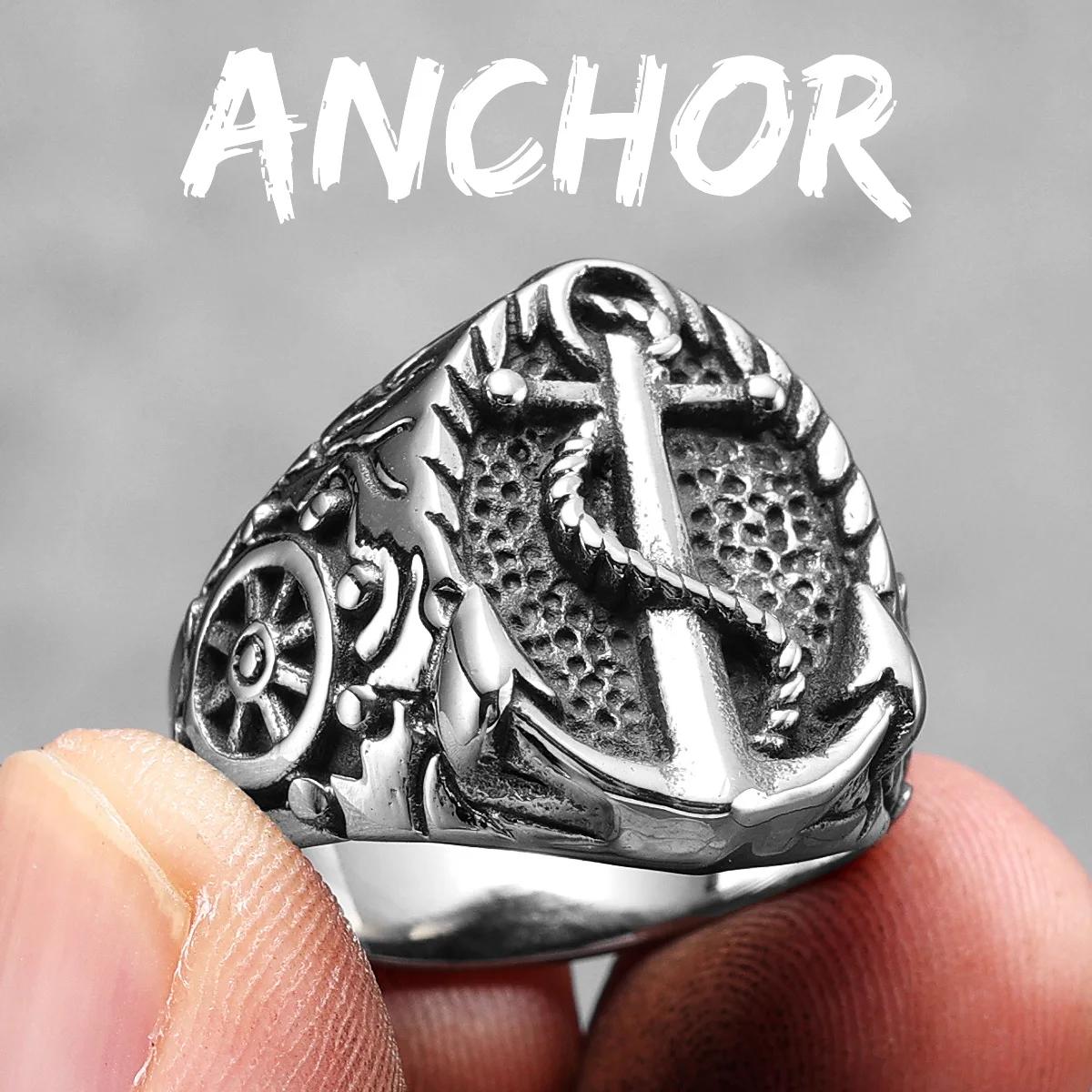 Anker Leuchtturm Ozean Matrose Schiff Herrenringe Edelstahl Punk Vintage Coole Sachen Modeschmuck für Frauen Geschenk 7 white