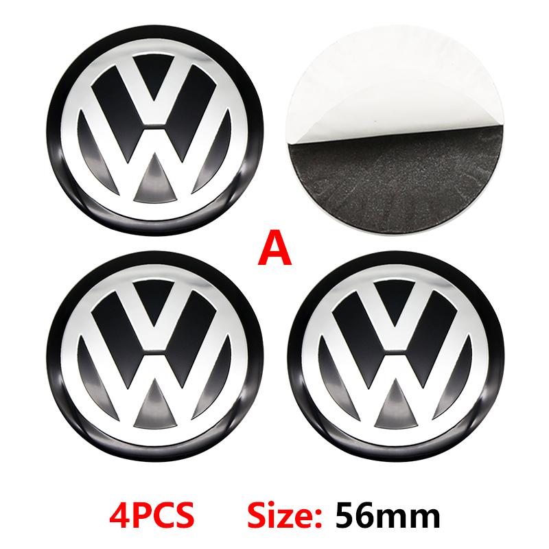 Pour VW VOLKSWAGEN Nouveau 4pcs 56mm Emblème de Roue de Voiture Autocollant Central 60mm Cache-Moyeux de Roue Accessoire Pour VW golf Passat R Rline GTI