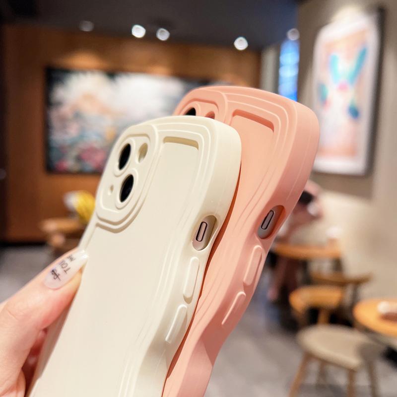 Wave Edge Solid Colo Phone Case For IPhone 16 15 14 Pro Max 13 12 11 Xr Xs 7 8 Plus SE2/SE3 TPU Soft Back Cover