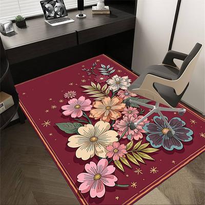 1pc Floral Fantasy Area Rug Soft Flannel Floor Mat for Living Room, Bedroom and Carpet, Sofa Coffee Table Floor Mat, Decorative Rug Q42