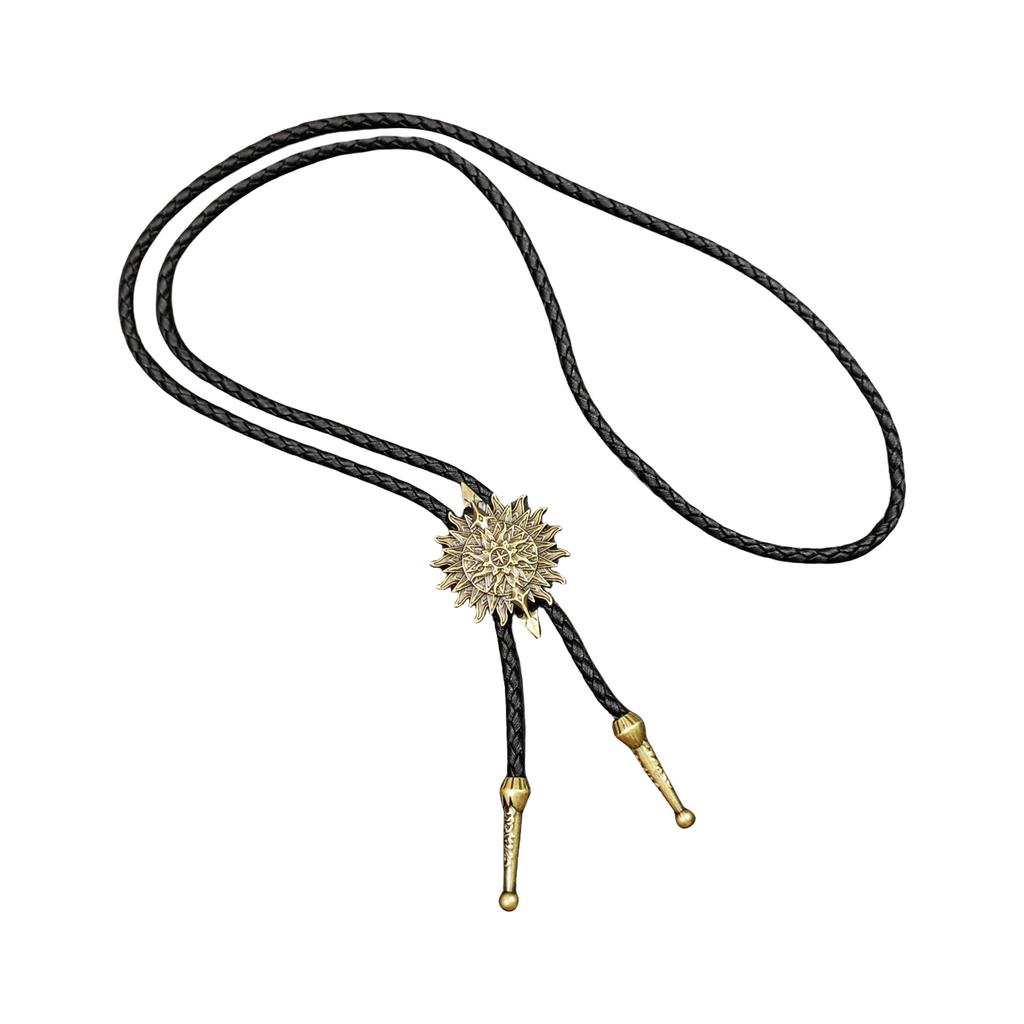 Cowboy Bolo Tie Metal Pendant Adjustable Faux Leather Cord for Men and Women for Western Outfit Necklace Accessory