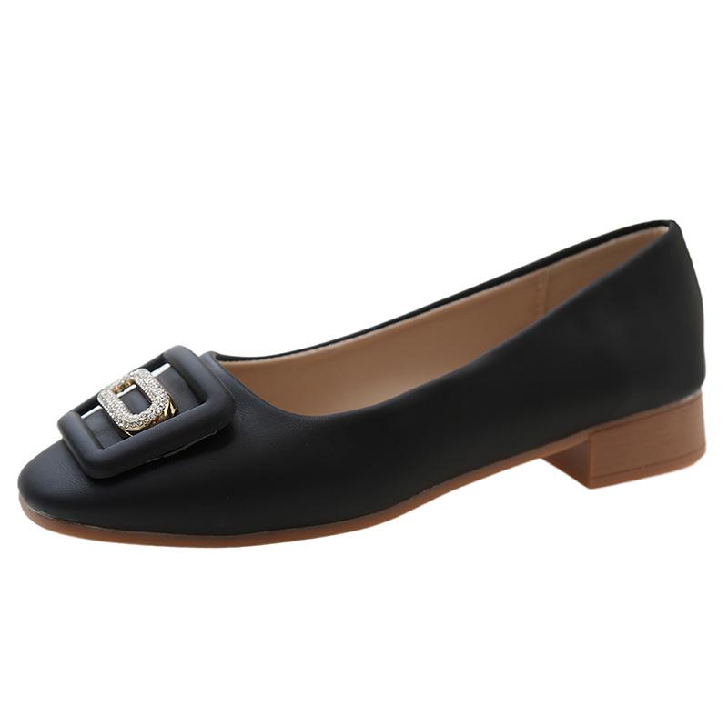 

Туфли на низком квадратном каблуке, женские весенние туфли Мэри Джейн с неглубокой горловиной и квадратной пряжкой, модные летние дышащие туфли 40