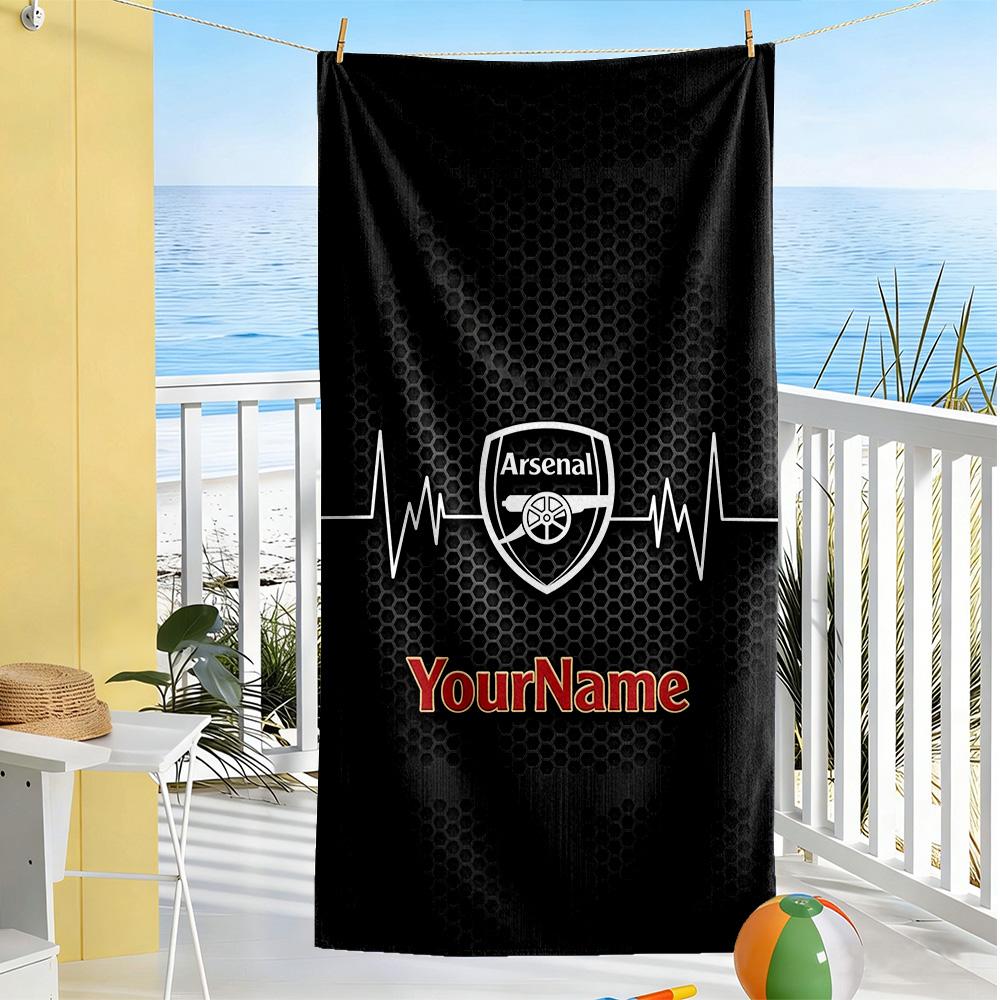 Arsenal Customize Your Name Beach Towel Super Soft & Absorbent Suitable for Sports Travel Swimming Yoga Bathroom Beach And Pool