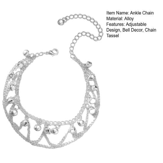 Women Anklet Bell Decor Adjustable Design Double-Layer Ankle Chain Sophisticated Ankle Accessory Jewelry Gift