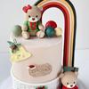 12pcs Christmas cartoon red sweaters, green shirts, teddy bear figurines, rainbow arches, gift boxes, soft rubber cake decoratio