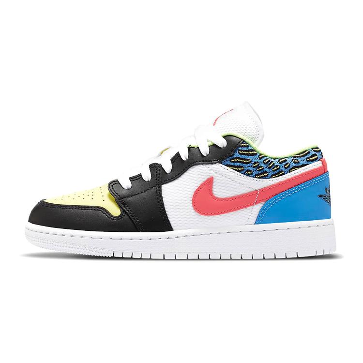 

New Jordan Kids Air Jordan 1 Low White Mesh/Multicolor Sneakers DH5927-006 36.5