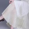 Elegant Glossy Pleated Elastic Waist Midi Skirt