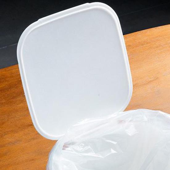 Desktop Trash Can with Flip Cover Mini Trash Bin Home Office Desk Bedside Table Plastic Waste Container