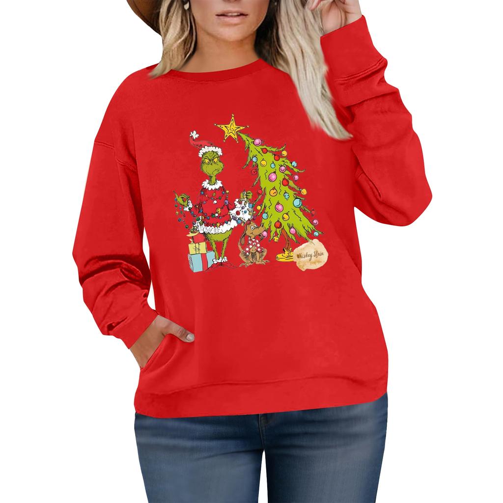 Women's Fashionable Casual Plus-Size Long Sleeve Pullover Printed Sweatshirt