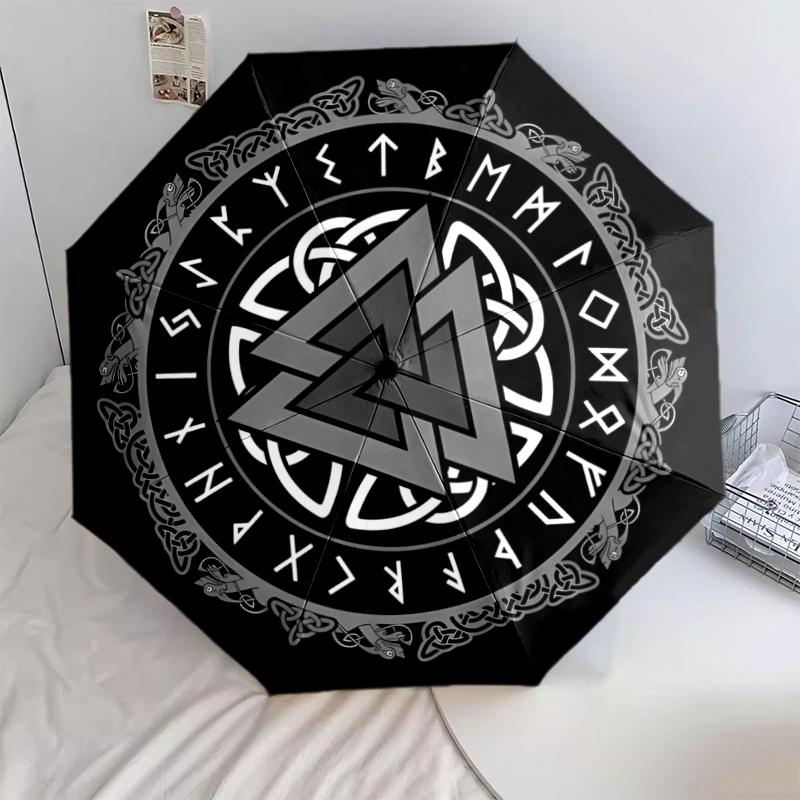 1 st Automatiskt Fällbart Paraply - Yin Yang Svart och Vitt Mönster, Bärbar & Hopfällbar Design med 8 Revben, Julklappar Födelsedagspresenter