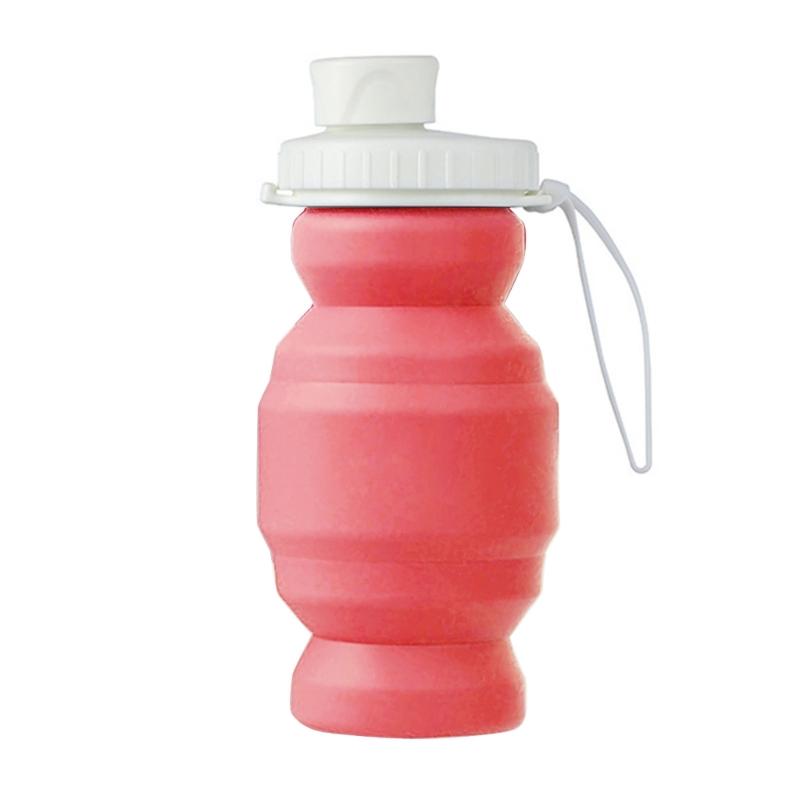 320ml Portable Foldable Silicone Water Bottle Heat Resistant Foldable Outdoor Cycling Sport Water Cup Cute Water Bottle 1 розовый