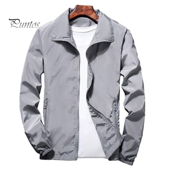 

Мужская уличная ветровка с лацканами и длинными рукавами, однотонная куртка с карманами на молнии, весна-осень XL серый