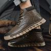 Handmade Men Boots Ankle Winter Leather Shoes Autumn Outdoor Hiking Boots Sneakers  High Top Footwear Anti Slip