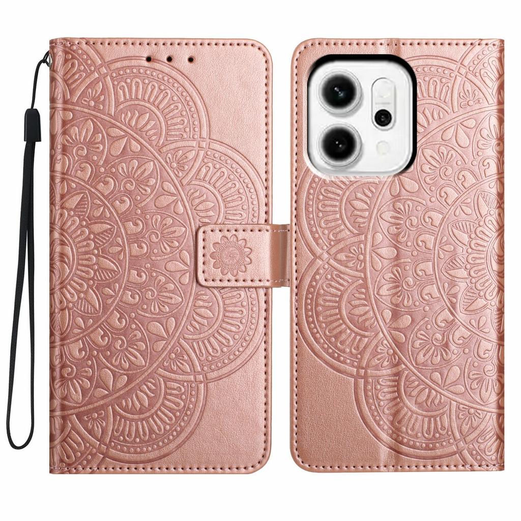 For Oppo Reno14 Pro 5G (Global) Leather Case with Card Slots Mandala Pattern Phone Cover Stand