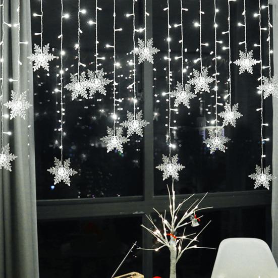 Curtain Lamp Attractive Super Bright Romantic Lighting Soft Energy-saving Decorative Waterproof Christmas Snowflake Icicle Lights
