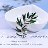 New Fresh Pearl Leaf Brooches Bamboo Enamel Brooch Pins For Women And Men Party Decoration Fashion Jewelry Accessories