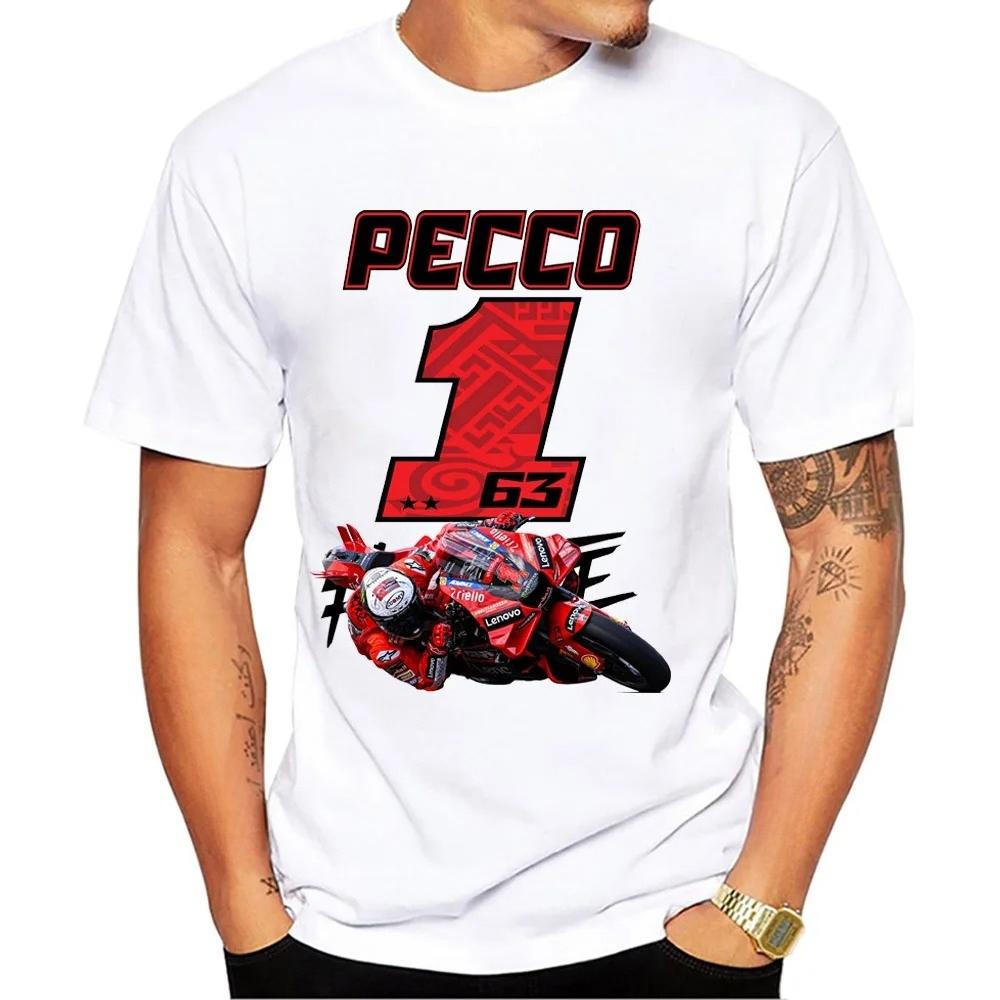 Francesco Bagnaia Pecco 1 GP Riding T-Shirt Hip Hop Boy Rider Casual T Shirt Pecco 63 Man Motorcycle Sport Racing White Tees