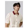 Casual Striped Polo Shirt for Men Summer Business Non-Iron Slim Fit Gentleman Thin Knitted Striped Short Sleeve T-Shirt