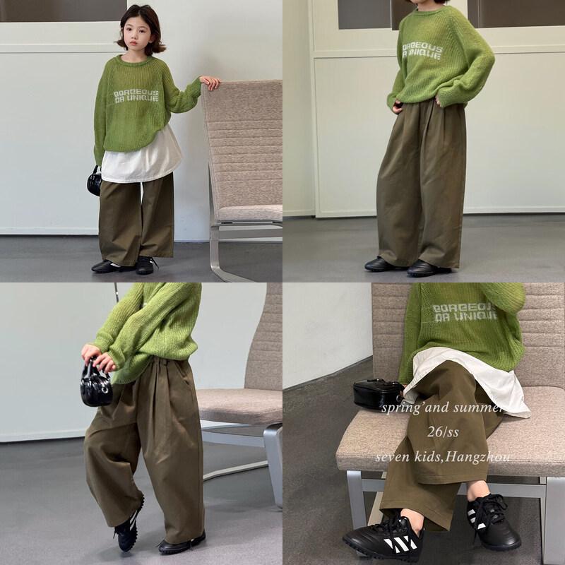 SEVEN BOBI Girls Retro Wide-Leg Casual Pants 150 cm