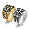 Crusader Jerusalem Cross Ring for Men Stainless Steel Rings Vintage Jewelry
