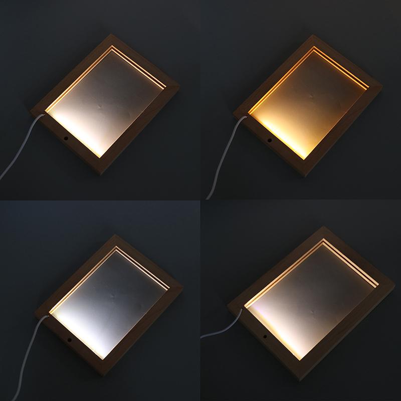 Leuchtender Fotorahmen, Tisch-Bilderrahmen, leuchtender Halter, einfaches 3D-Licht, Dekor, LED-Licht, Holz, USB-LED-Bilderrahmen