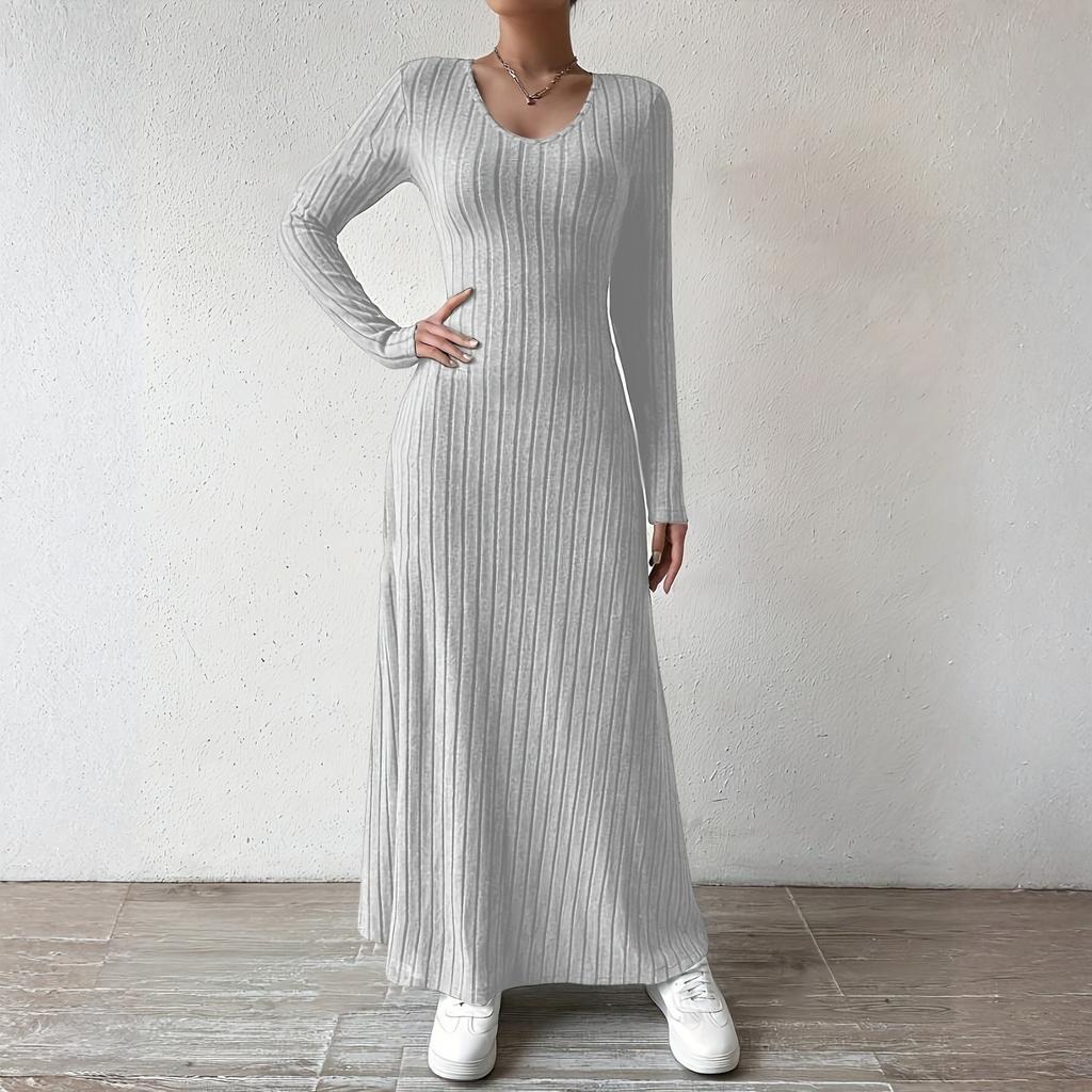Women's Long Sleeve Dress Fall Casual T Shirt Loose Fit Pleated Front Dresses With Pockets