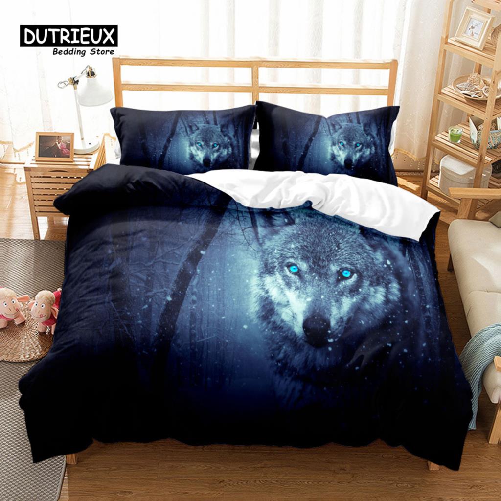 

Комплект пододеяльника Digital Wolf, Модный постельный комплект, Мягкий удобный дышащий пододеяльник, Для декора спальни, гостевой комнаты EU single(135x200cm)