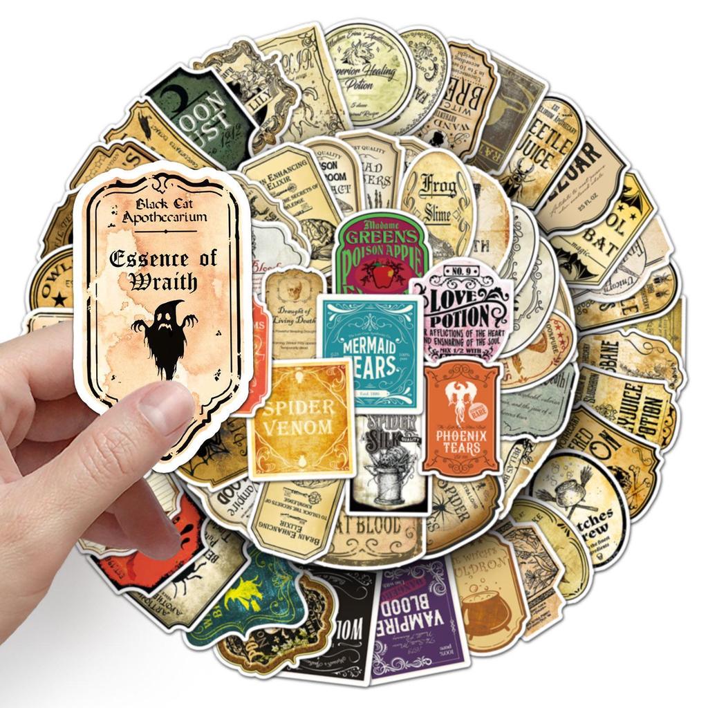 100 Waterproof Retro Potion Label Stickers for Journals, Laptops, and Water Bottles