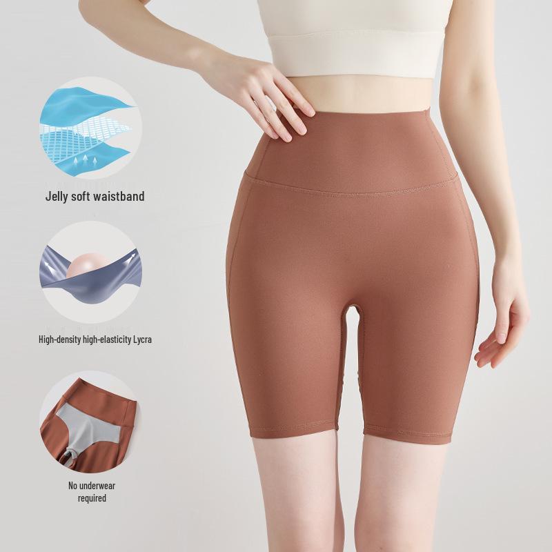Women s High-Intensity Lycra Yoga & Cycling Shorts - Tummy Control, Shaping, No-show for Summer Fitness S (75-90 jin) каштановый