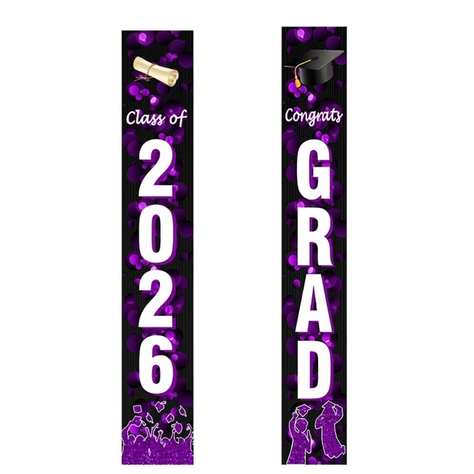 

Graduation Banner Class of 2026 Vertical Hanging Porch Sign Large Congrats Grad Decoration for Indoor Outdoor Ceremony School Party Event Supplies One Size
