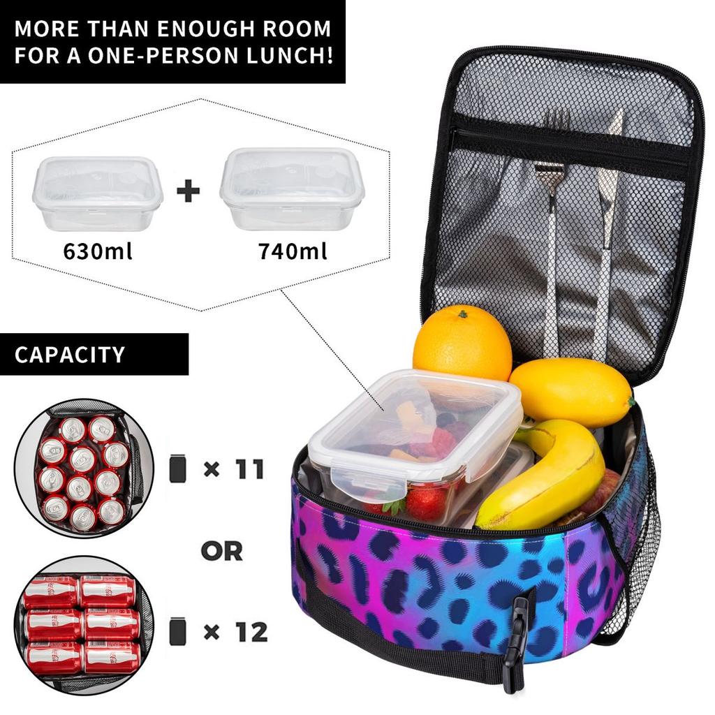 Colorful Wild Leopard Skin Animal Pattern Insulated Lunch Bag for Women Kids Leakproof Food Boxes Thermal Lunch Box Tote