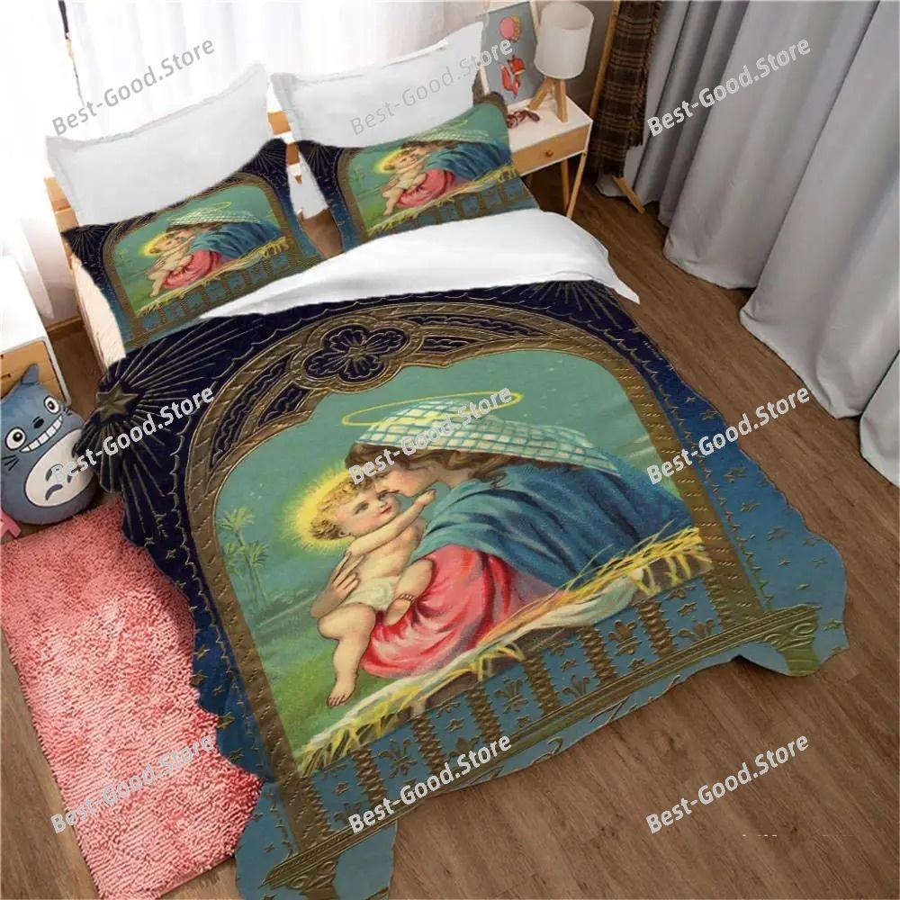 3D Jesus Duvet Cover Christian Sacred Jesus Bedding Set Comforter Cover Suitable For Christian Jesus Bedding God Bless You 032