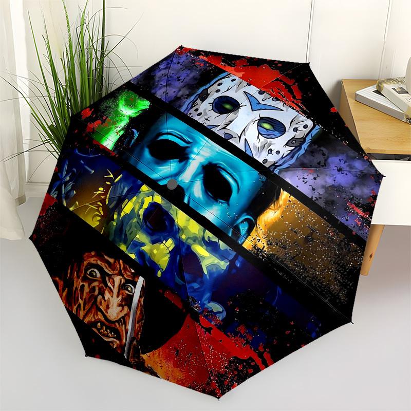 

1pc Halloween Horror Icons Umbrella with Plastic Handle,Suitable for All Seasons Home Travel Outdoor UmbrellaM1412