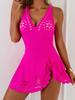 2026 New Fashion Solid Color Laser-Cut One-Piece Swimsuit for Women - European and American Style, Sexy Best Seller Swimwear