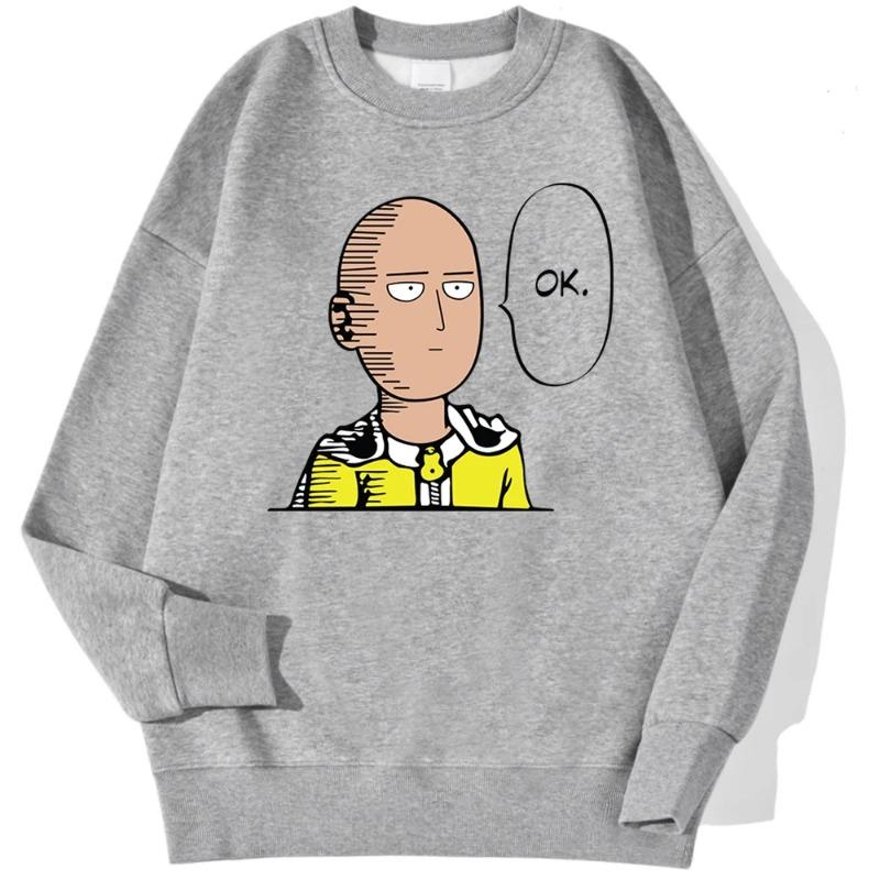 

One Punch Man Say Printed Men Pullover Casual Comfortable Warm Hooded Street Fashion Sweatshirts Autumn Fleece Streetwear Pullovers Long Sleeves men s XXL серый