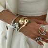 DIEZI Exaggerated Gold Silver Color Metal Water Drop Cuff Bangles for Women Men Punk Fashion Geometric Bracelet Party Jewelry