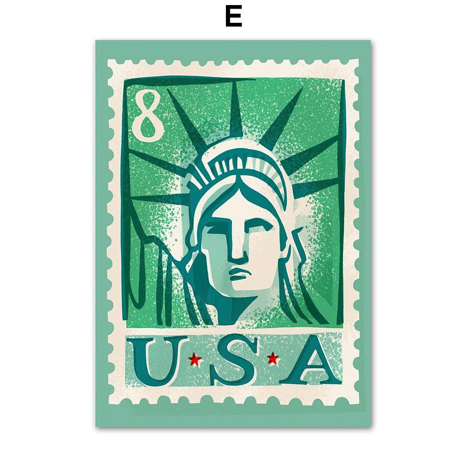 Niederlande Usa Frankreich Spanien Italien Briefmarke Nordic Poster Wand Kunstdrucke Leinwand Malerei Dekor Bilder Für Wohnzimmer