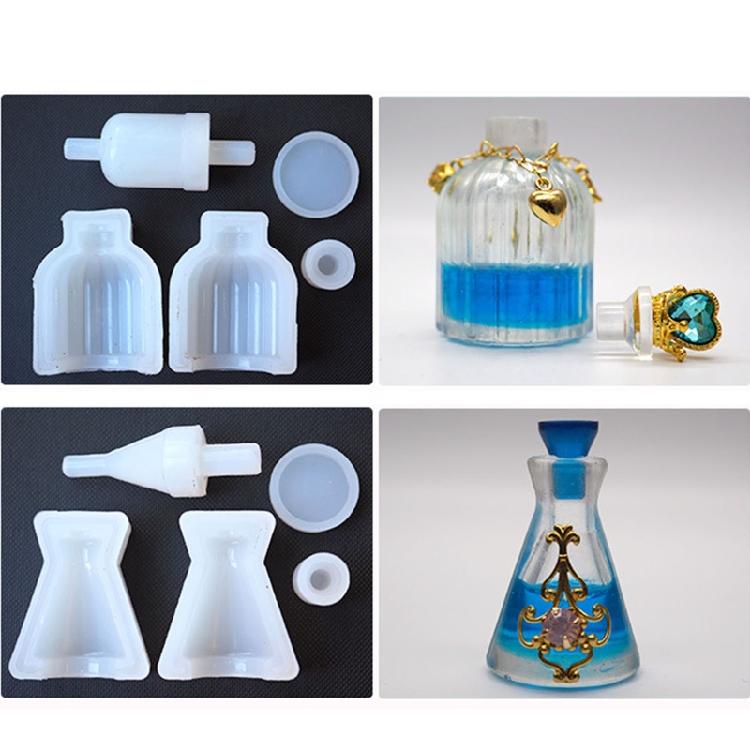 6Pcs Resin Molds for Perfume Bottle,Silicone Resin Casting Molds with Stopper Epoxy Molds Kit for DIY Perfume Bottles