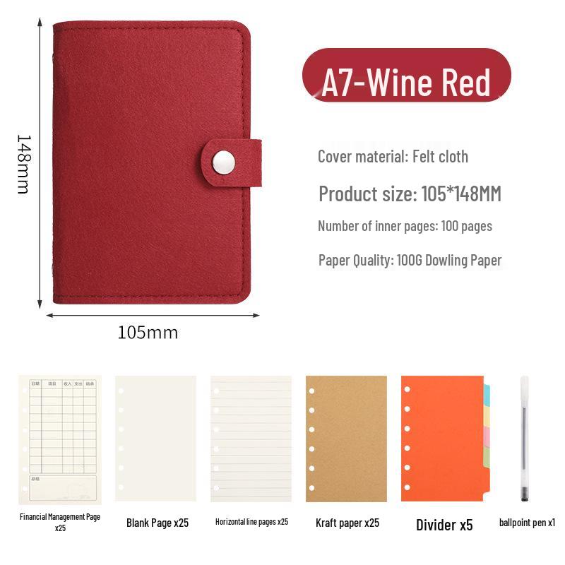 A7 Felt Pocket Book: Portable, Stylish Notebook for Girls – Grid, Blank, and Lined for Financial Management Diary.