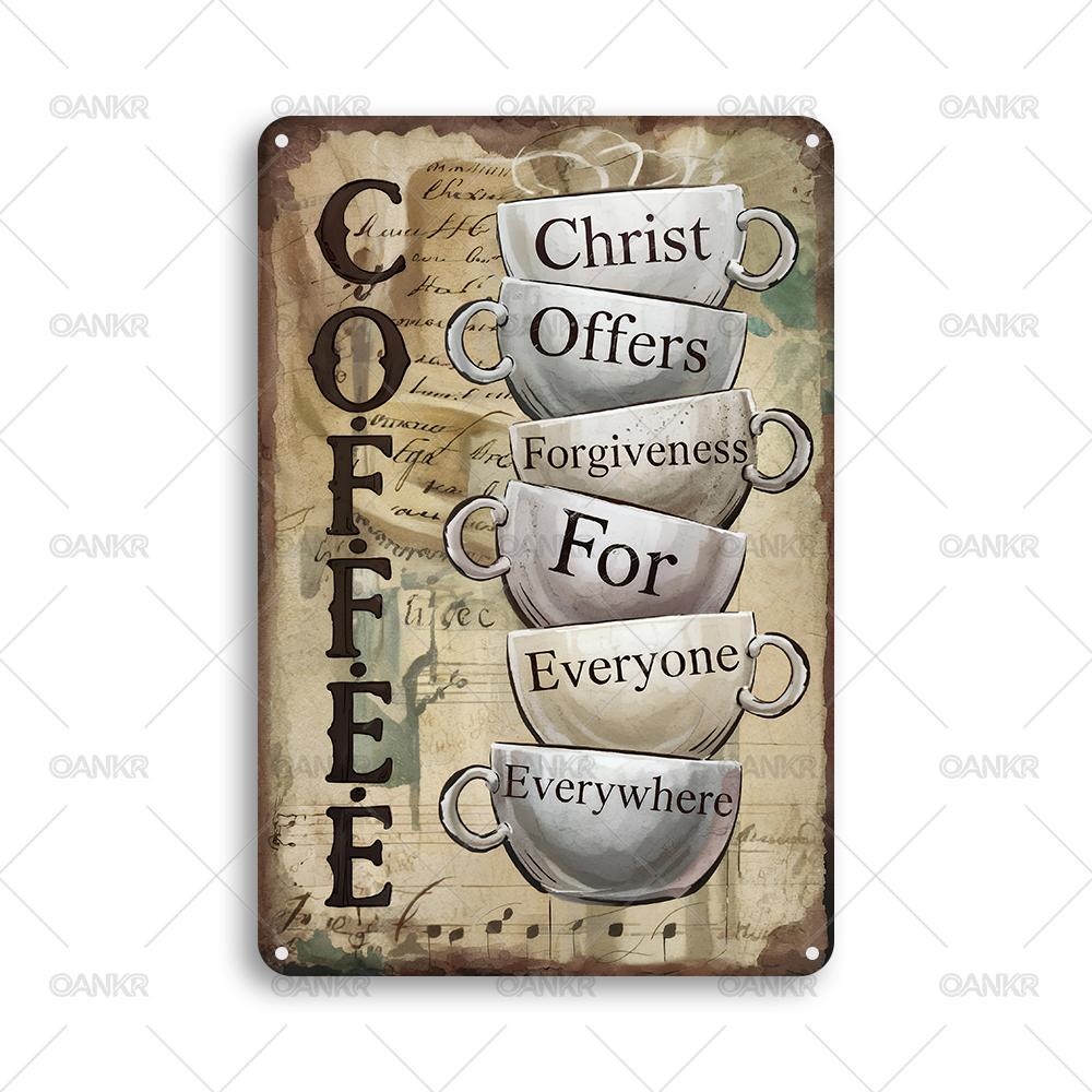 

Vintage Christ Offers Forgiveness For Everyone Everywhere Poster Metal Tin Sign Coffee Bar Metal Signs for Bar Home Decor 20x30cm（7.8x11.8inch）