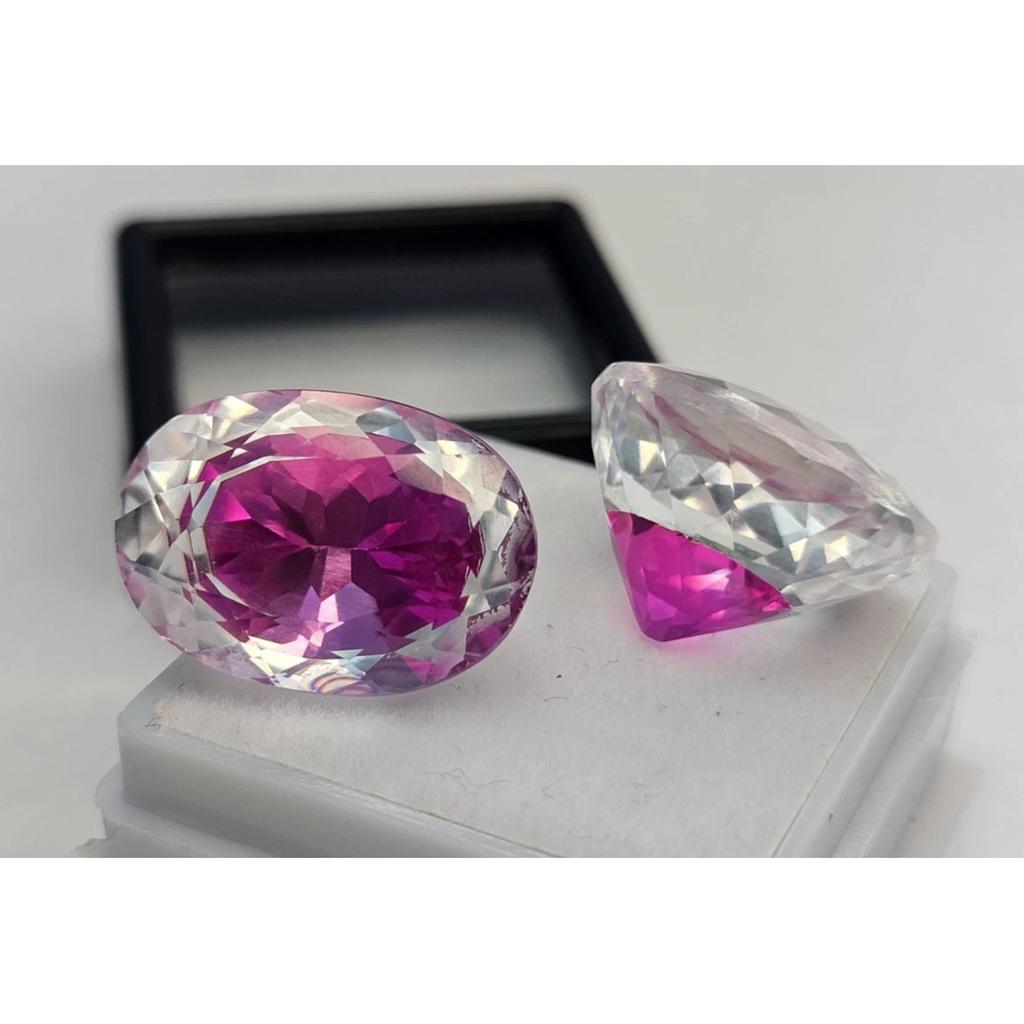 Natural Pitambari Sapphire Oval Cut 35-36 Ct Pair Fabulous Certified Gemstone