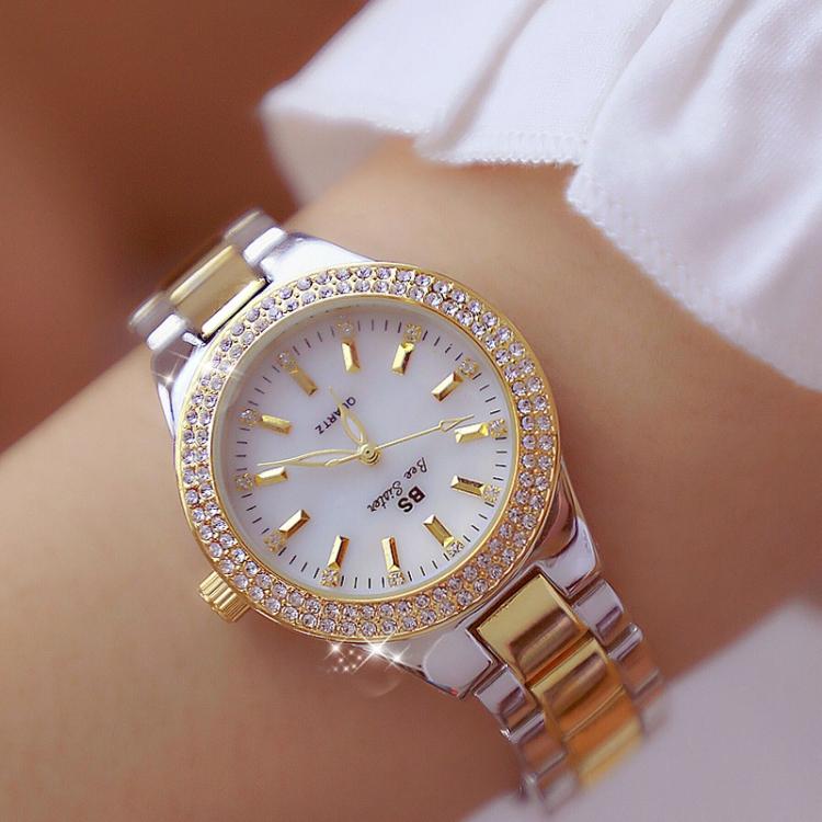 BS bee sister FA1258 Women Round Case Diamond Alloy Strap Watch(Silver)