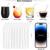 [10 Pcs] Reble Short Bent Glass Straws - 6" x 10 mm Clear Glass Straws Shatter Resistant Cocktail Straw With 2 Cleaning Brushes for