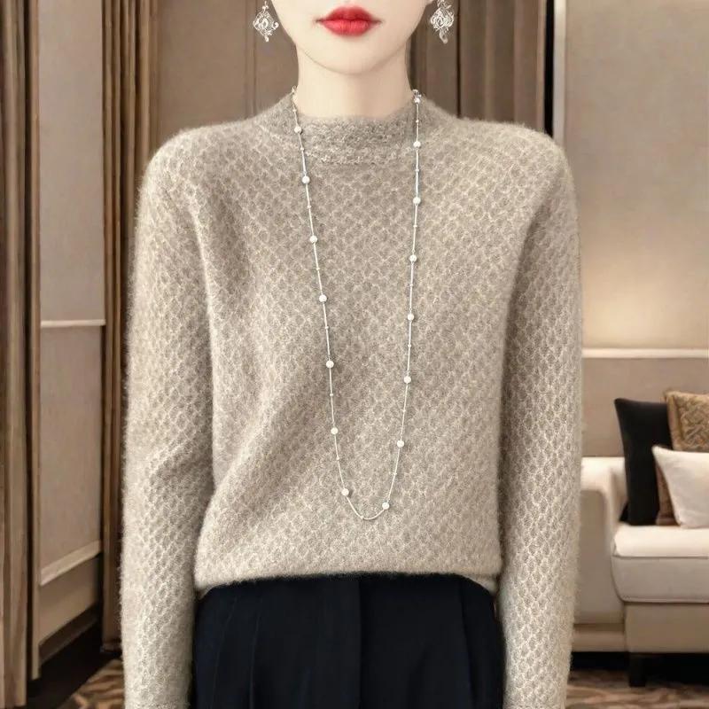 Autumn Winter Women's Sweater Wool High Neck Knit Pullover Thick Jumpers Female Knit Tops