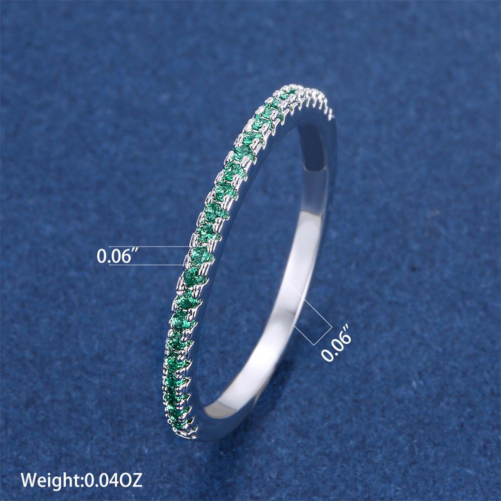 Green Zircon Small Round Stone Wedding Band Stackable Rings For Women Vintage CopperColor Engagement Promise Minimalist Jewelry