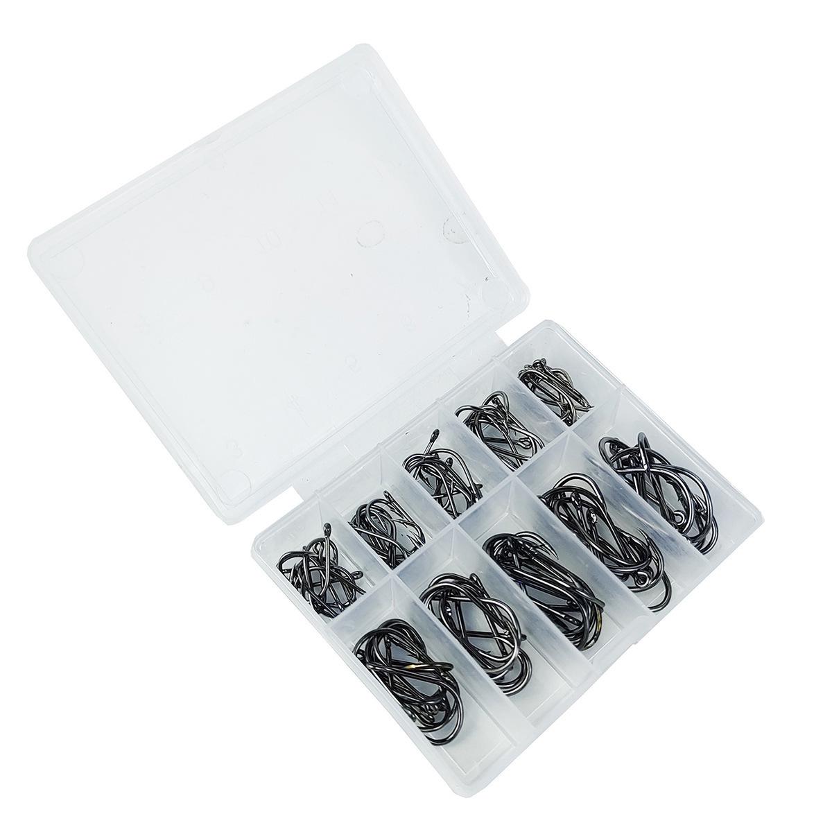 

Коробка из 100 рыболовных крючков Ise-ni с трубчатым ушком (Размер 3-12) с ушком и платформой для колючей приманки для морской рыбалки 1 Box чёрный