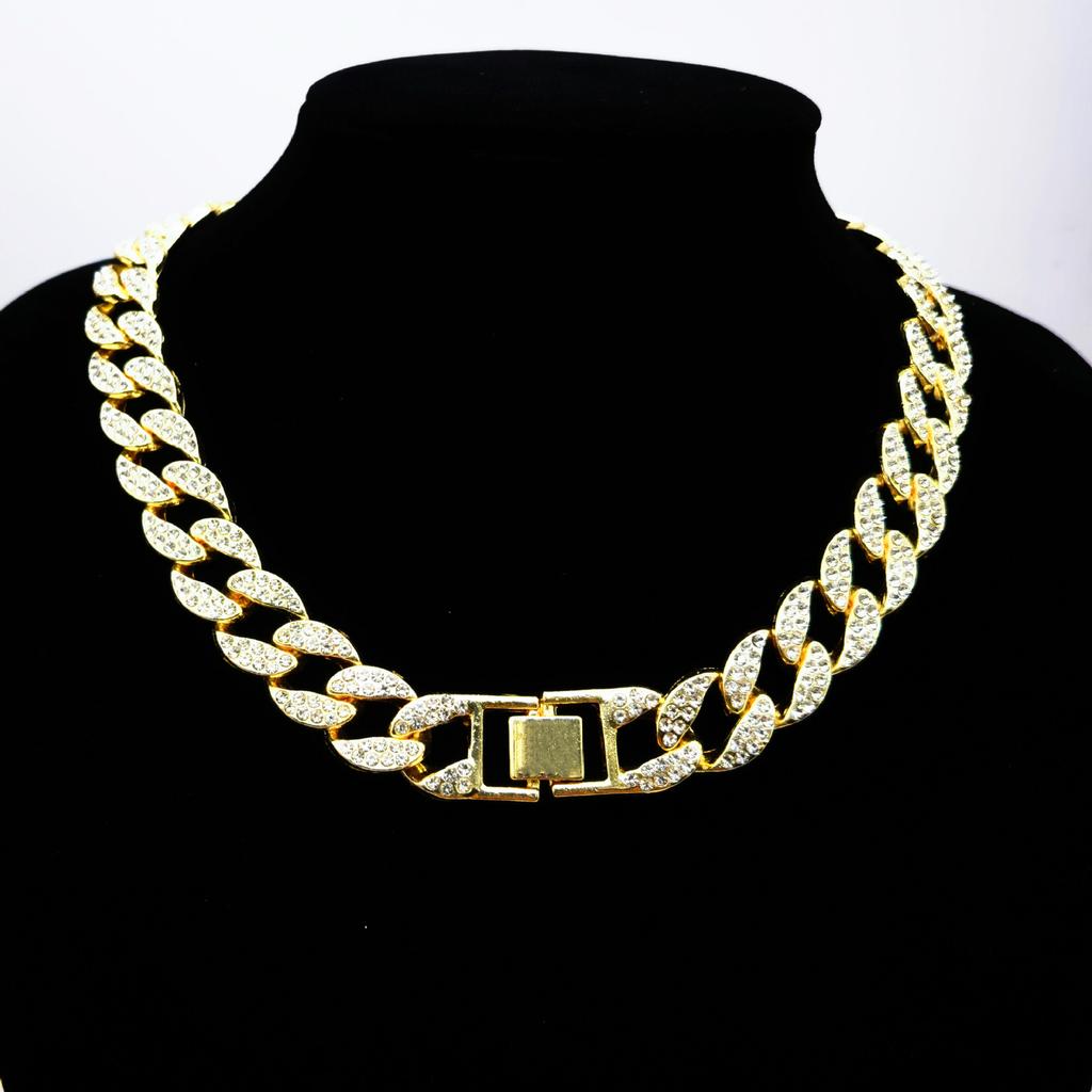 European and American Hip-hop Men's 15mm Flat and Simple Cuban Necklace, Trendy Light Luxury Men's Accessories