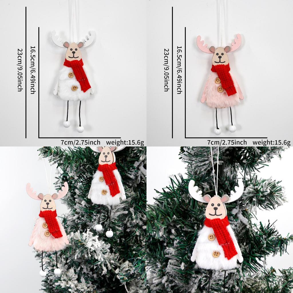 Adorable Christmas Tree Decorations Featuring Cute Plush Reindeer Ornaments In White And Pink